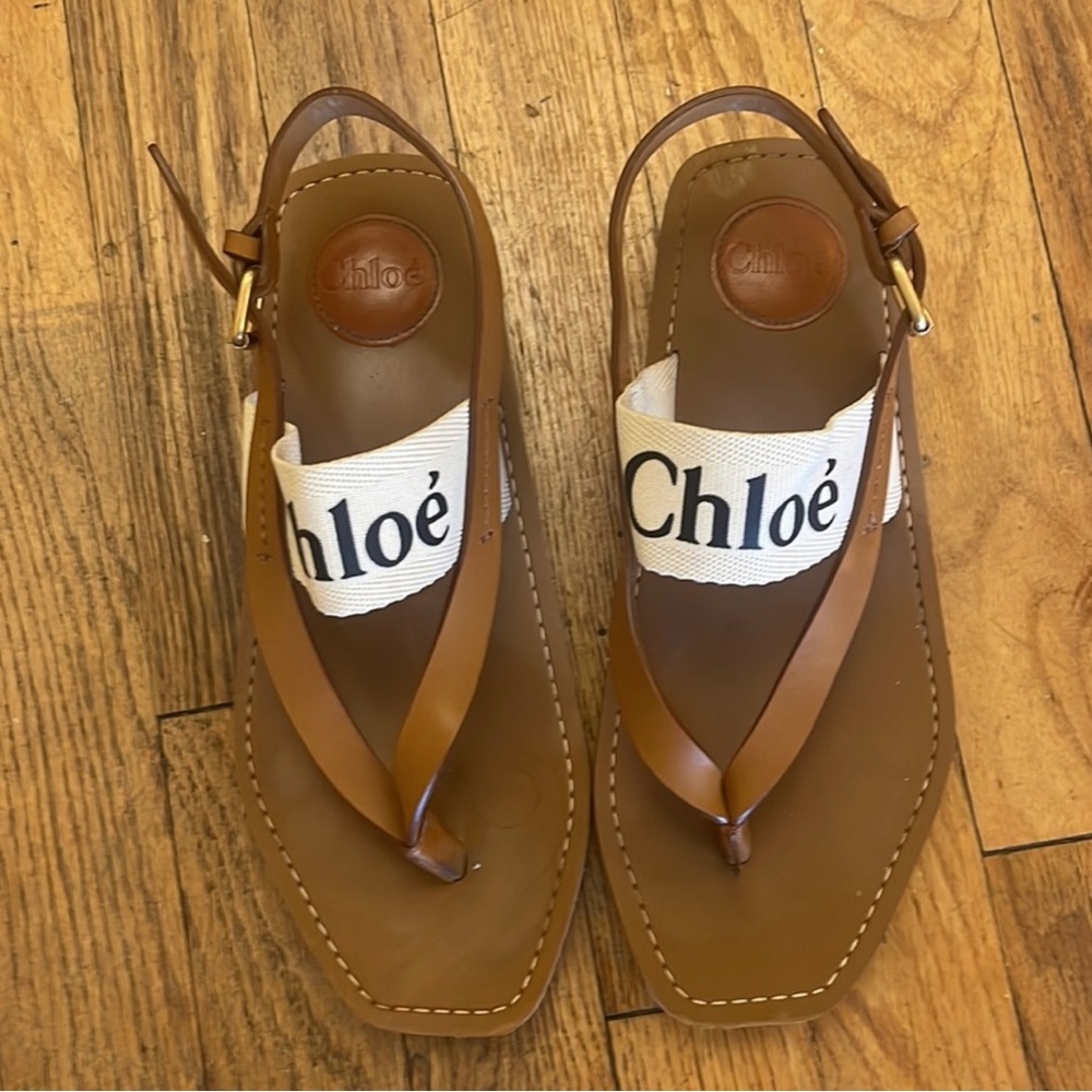 CHLOE WOODY SLINGBACK SANDALS- SIZE 39